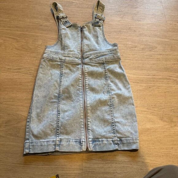 Free People Blue Denim Overall Dress Size 2 Light Wash - Picture 1 of 5